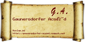 Gaunersdorfer Acsád névjegykártya